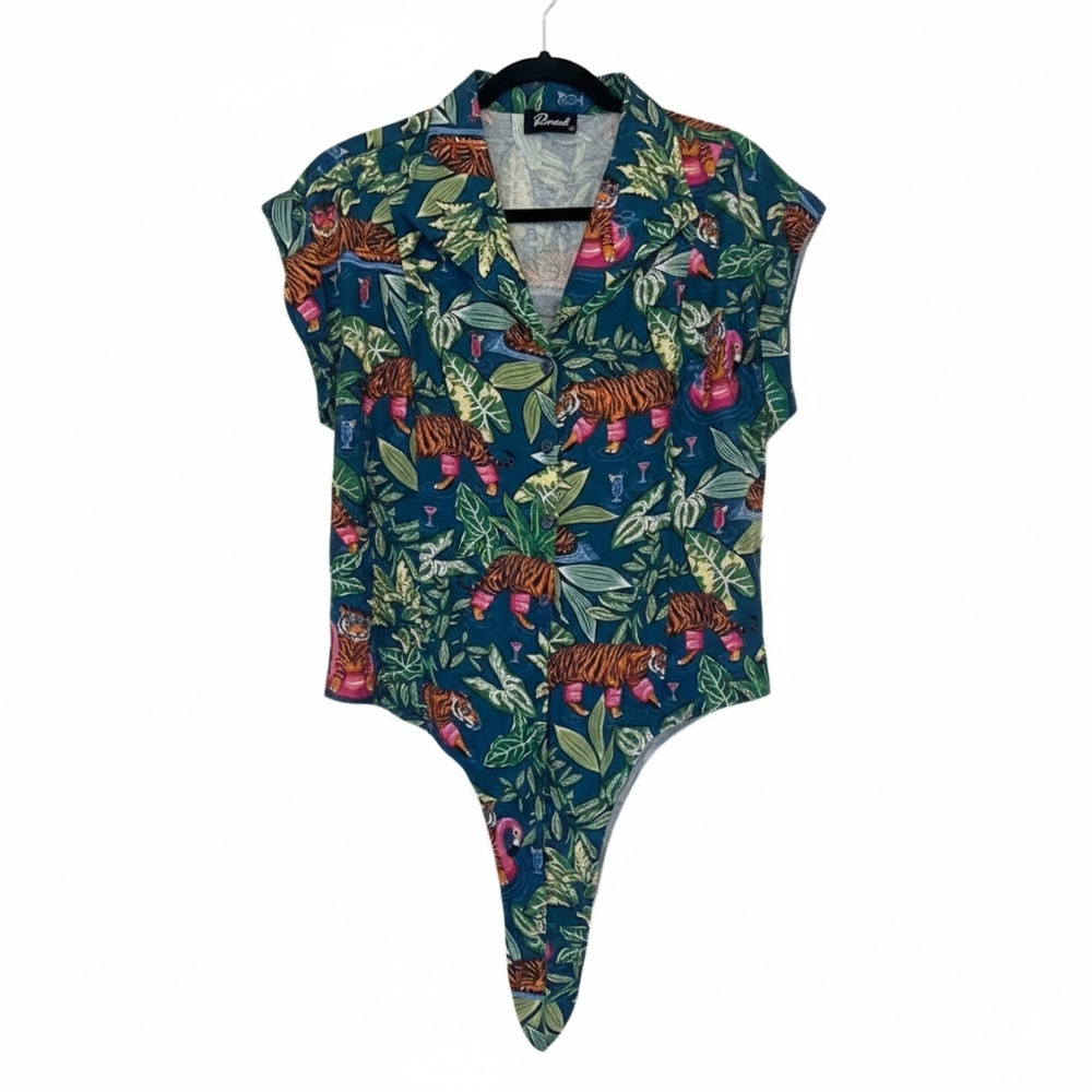 Revival Tiger Pool Party Print Top
